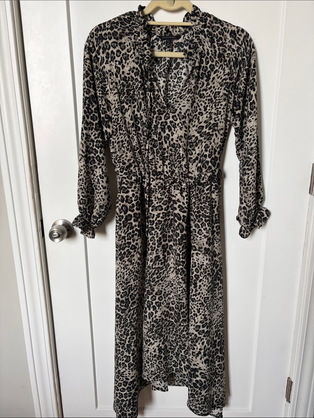 Leopard Print Midi Dress - Taupe and Black